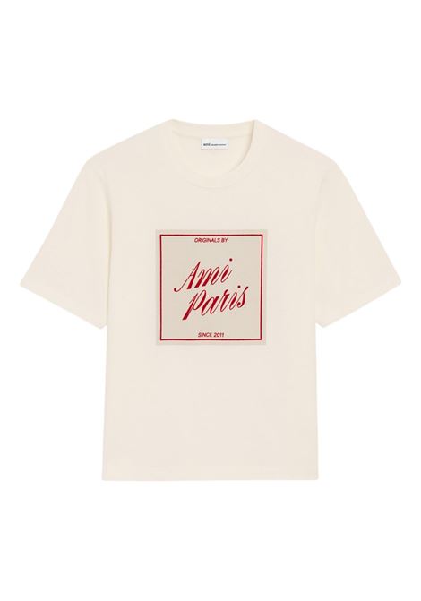 t-shirt heritage print uomo bianca AMI PARIS | UTS385.726136